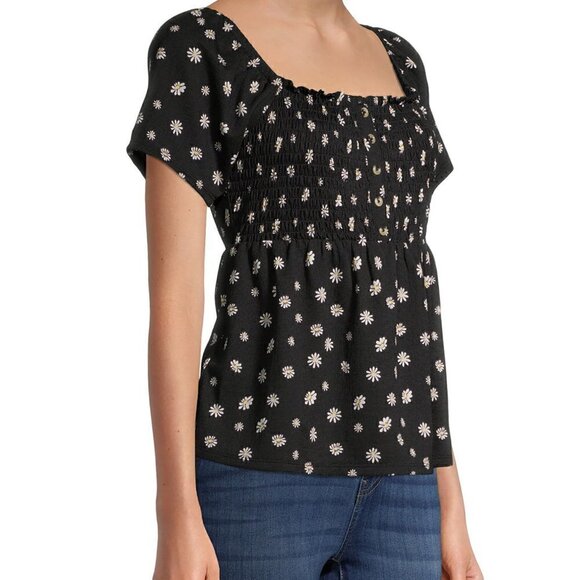 Nwt No Boundaries Juniors' Flutter Sleeve Smocked Top - Picture 3 of 7